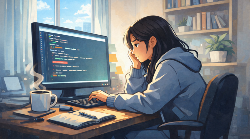 코딩하는 여자개발자 대표이미지#1